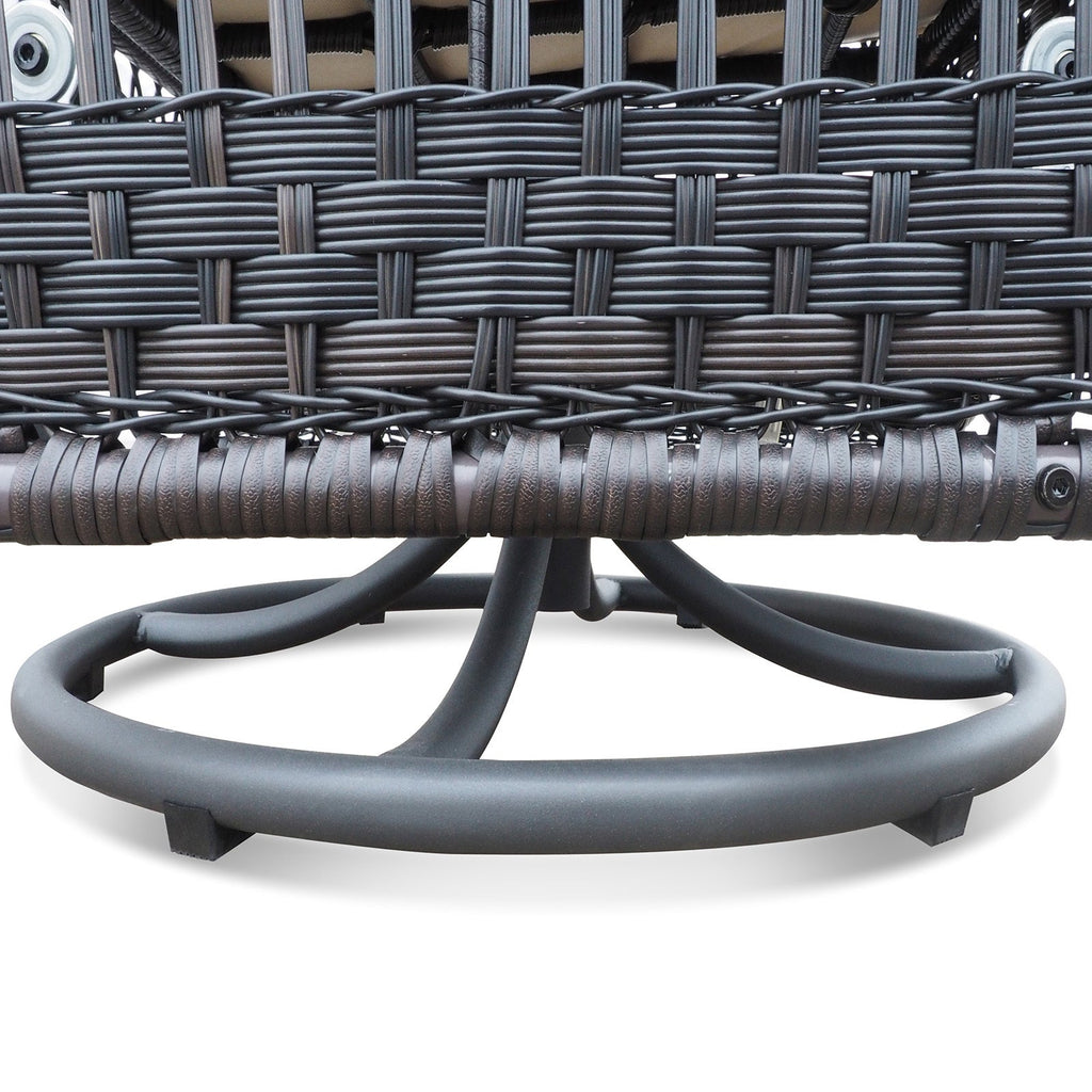 Outdoor Conversation Set Wicker Swivel Rocker Navy Glass Table 3 Piece
