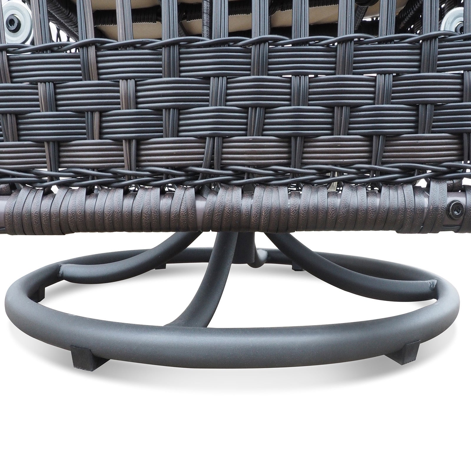 Outdoor Conversation Set Wicker Swivel Rocker Navy Glass Table 3 Piece