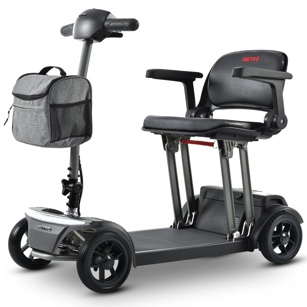 Mobility Scooter Folding Gray Metal Travel Compact Easy Store Transport