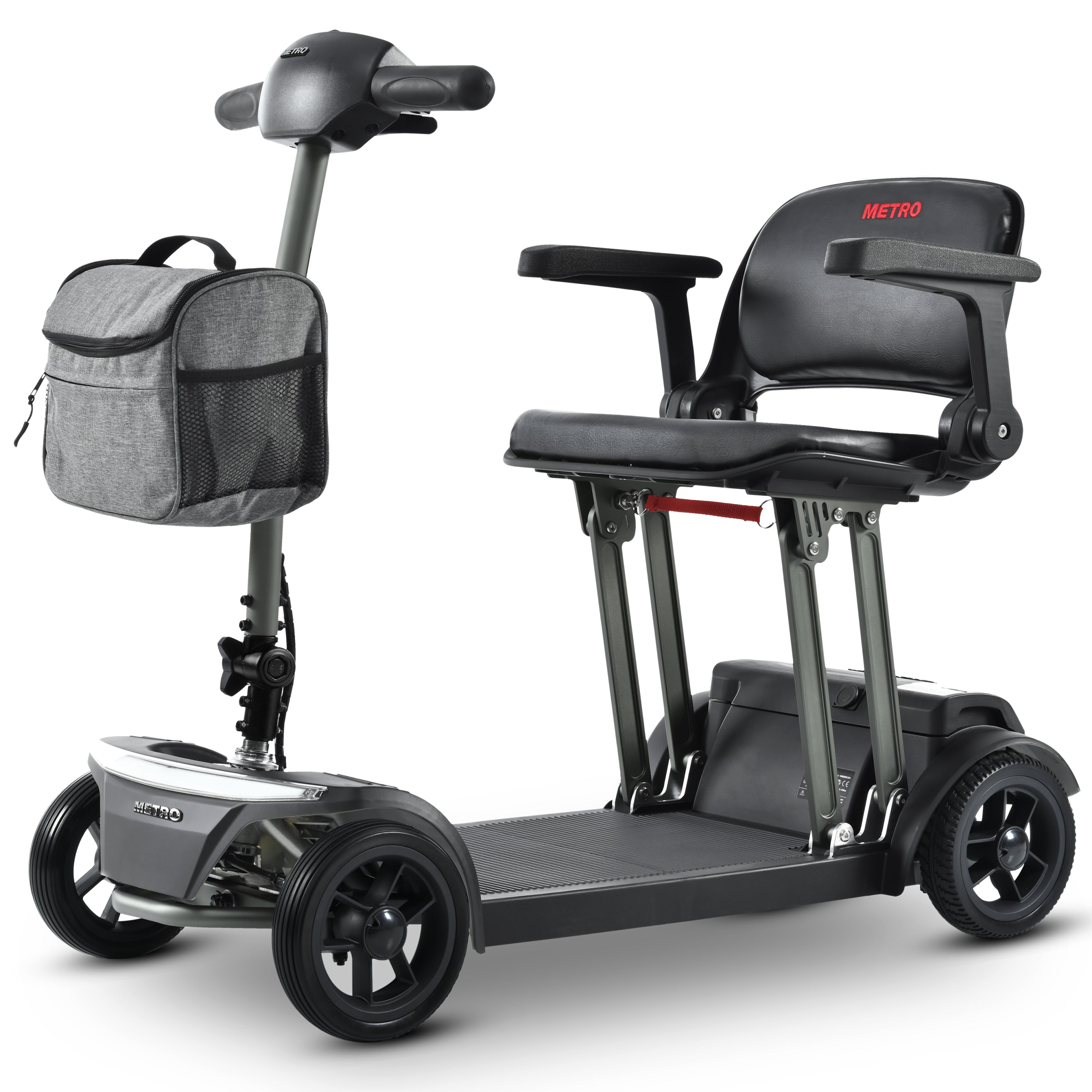 Mobility Scooter Folding Lightweight Metal Gray USB Port Travel Compact