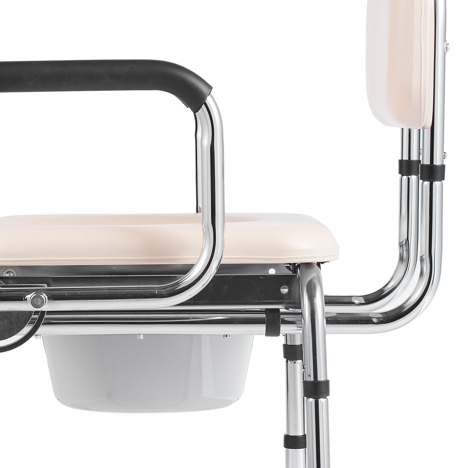 Commode Chair Padded Seat Drop-Down Arms 7-Level Adjustable Steel 350 LB