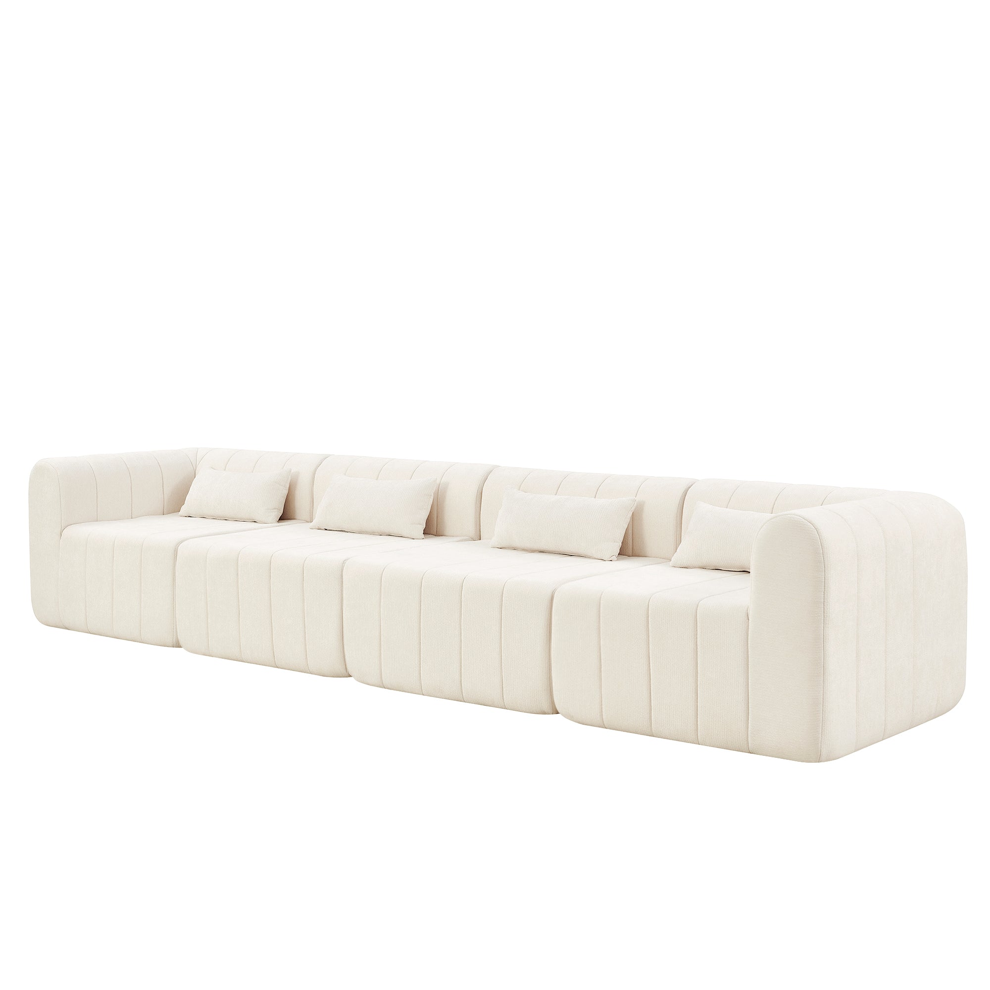 Sectional Sofa Modular Polyester Beige 4 Seat 145 In No Assembly