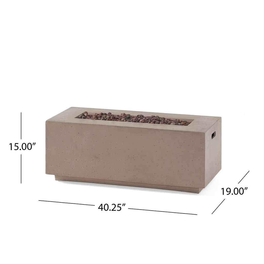 Modern 40 Inch Outdoor Rectangular MGO Fire Pit 40000 BTU, Dark Grey