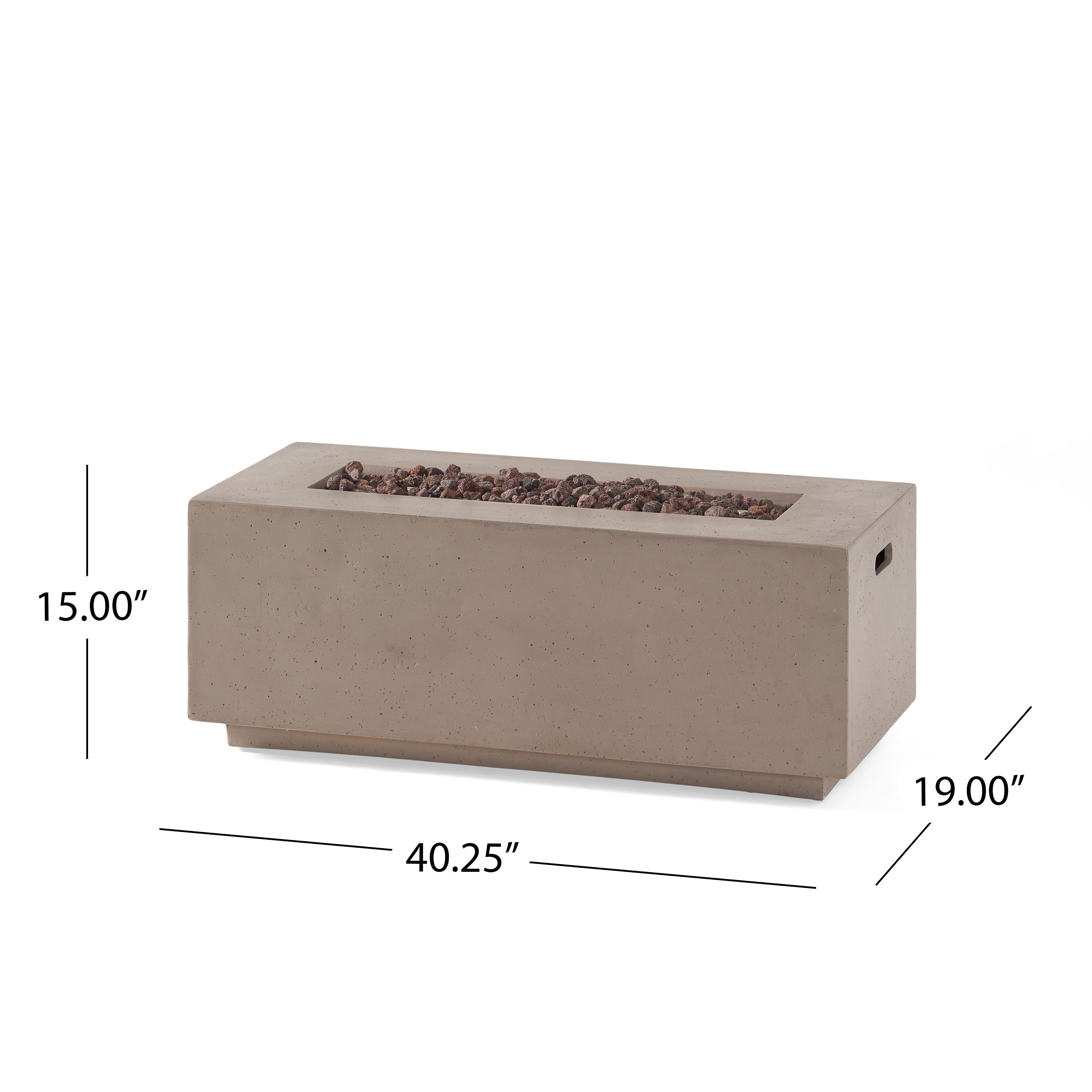 Modern 40 Inch Outdoor Rectangular MGO Fire Pit 40000 BTU, Dark Grey