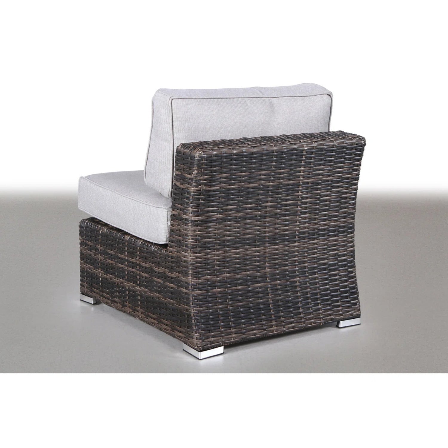 Outdoor Sectional Set HDPE Wicker Aluminum Gray 7 Piece Seats 4