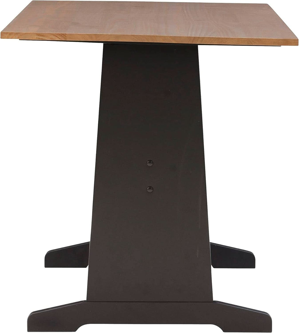 Black Pecan Five Seat Dining Set With Storage Benches
