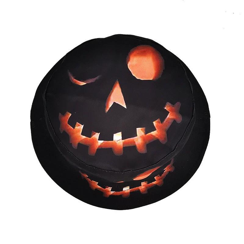Halloween Pumpkin Fisherman Hat - Creative Cartoon Grimace Print