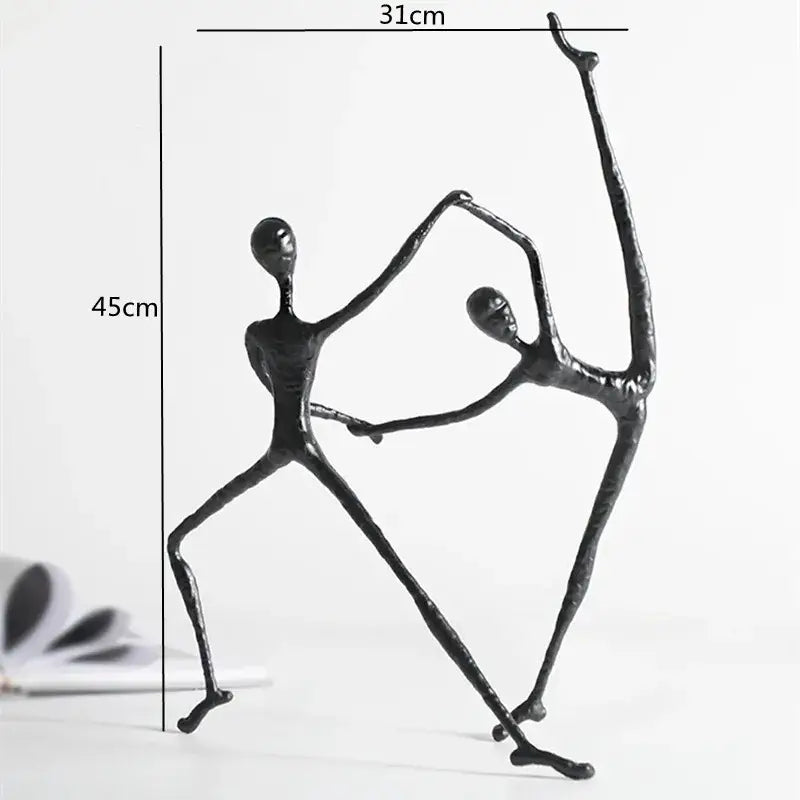 DecorBites™ Black Metal Sports Figure Sculpture for Elegant Home Decor
