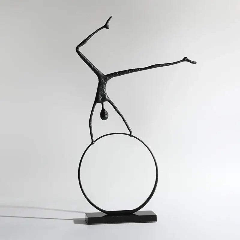 DecorBites™ Black Metal Sports Figure Sculpture for Elegant Home Decor