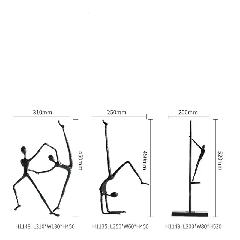 DecorBites™ Black Metal Sports Figure Sculpture for Elegant Home Decor