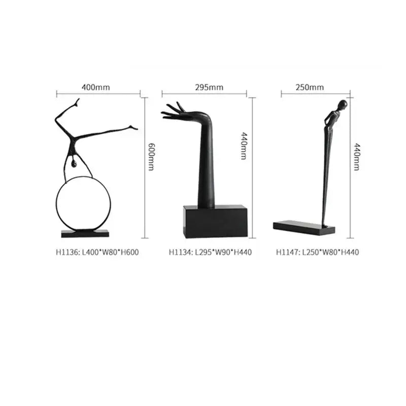 DecorBites™ Black Metal Sports Figure Sculpture for Elegant Home Decor
