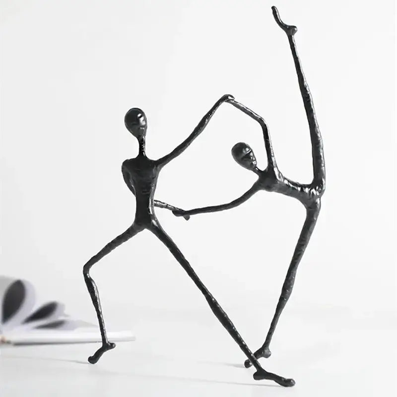 DecorBites™ Black Metal Sports Figure Sculpture for Elegant Home Decor