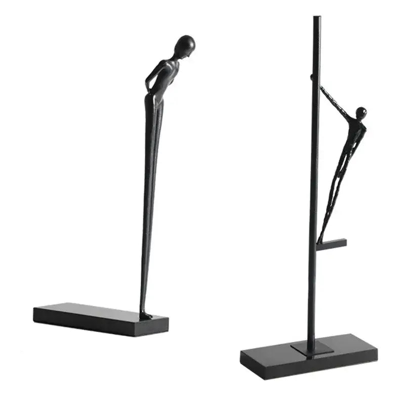 DecorBites™ Black Metal Sports Figure Sculpture for Elegant Home Decor