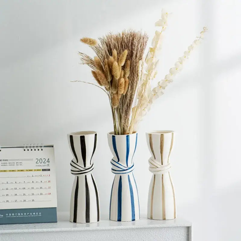 Abstract Ceramic Hydroponic Vase Black