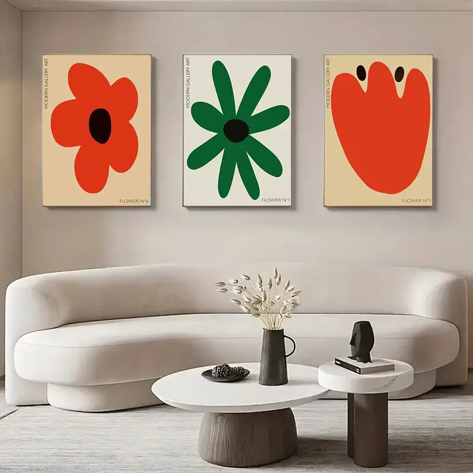 Abstract Flowers Wall Art Canvas