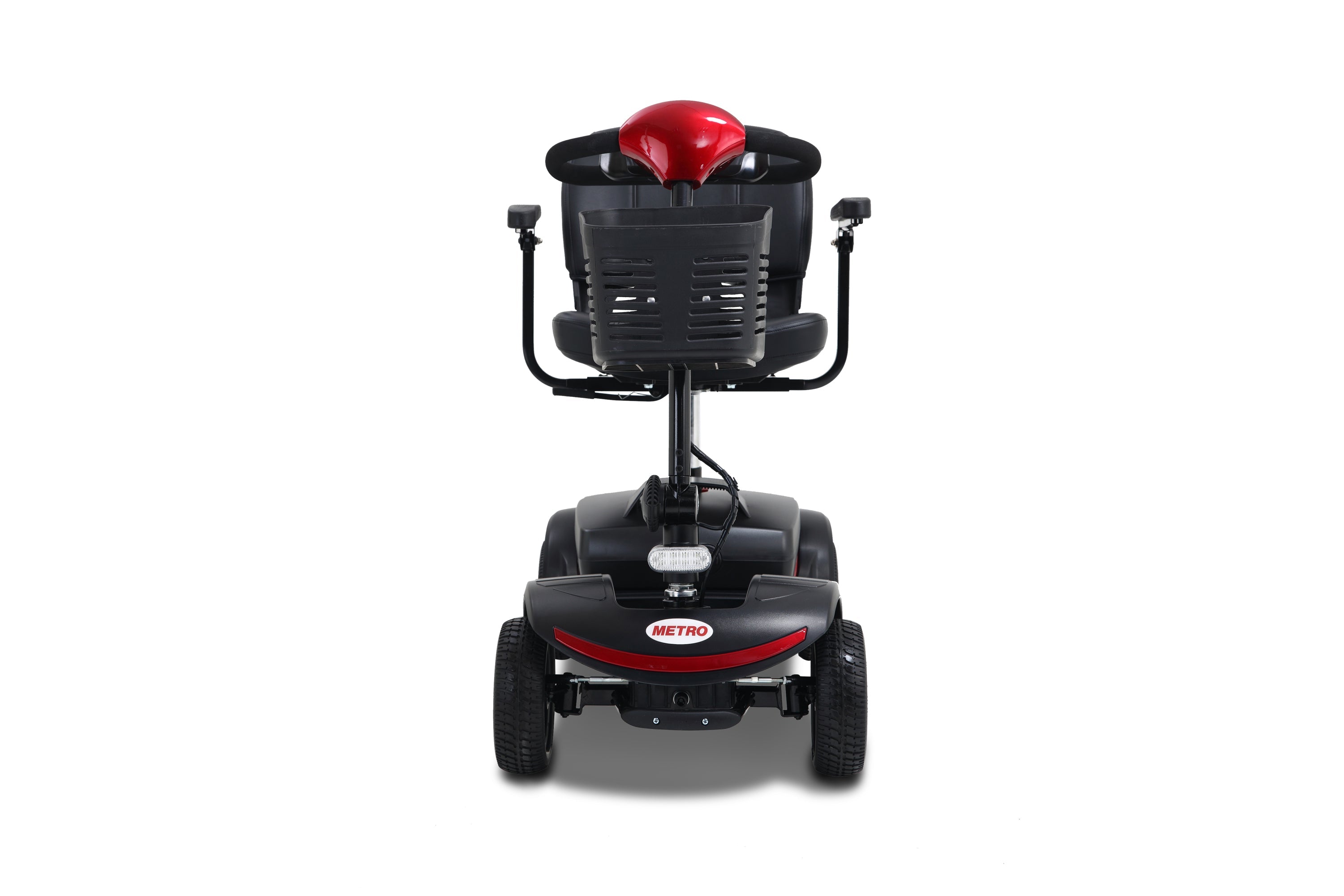 Mobility Scooter 4-Wheel Compact Metal Red 300 LB 10 Mile Rear Suspension