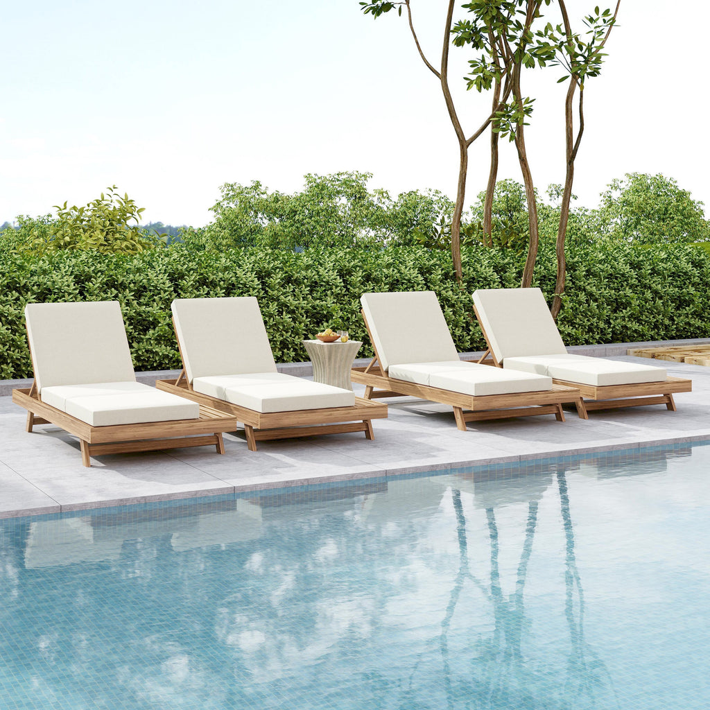 Lounge Chaise Set, Space Available On One Side, Acacia Solid Wood In
