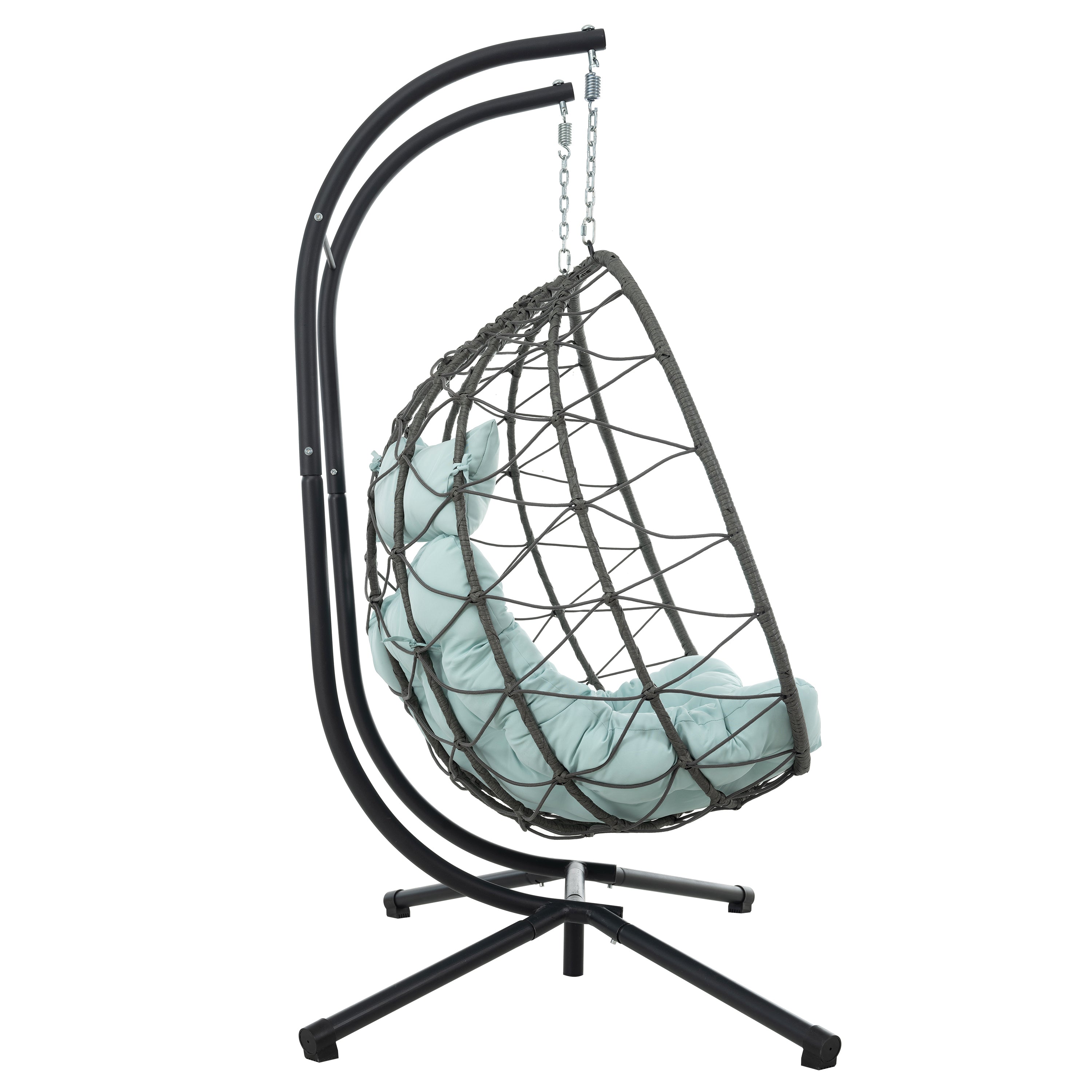 Outdoor Hanging Egg Chair Wicker PE Blue 2-Person 60x36