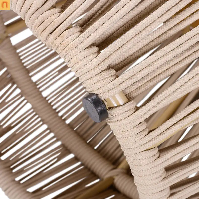 Outdoor Side Table Acacia Wood Rope Base Light Teak Beige 21x18.3in