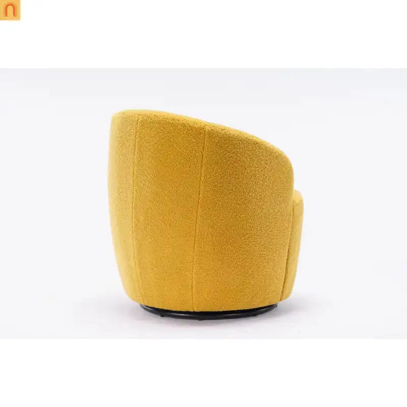 Barrel Swivel Accent Chair Teddy Fabric Yellow