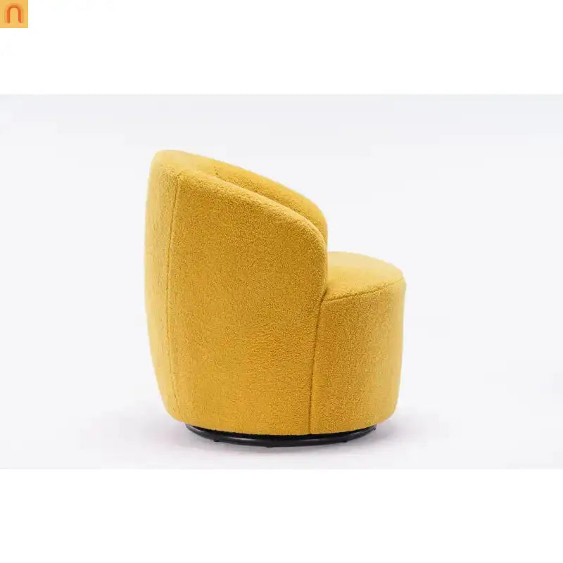 Barrel Swivel Accent Chair Teddy Fabric Yellow