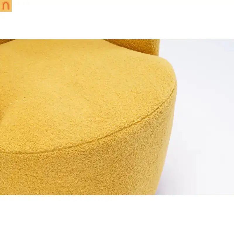 Barrel Swivel Accent Chair Teddy Fabric Yellow