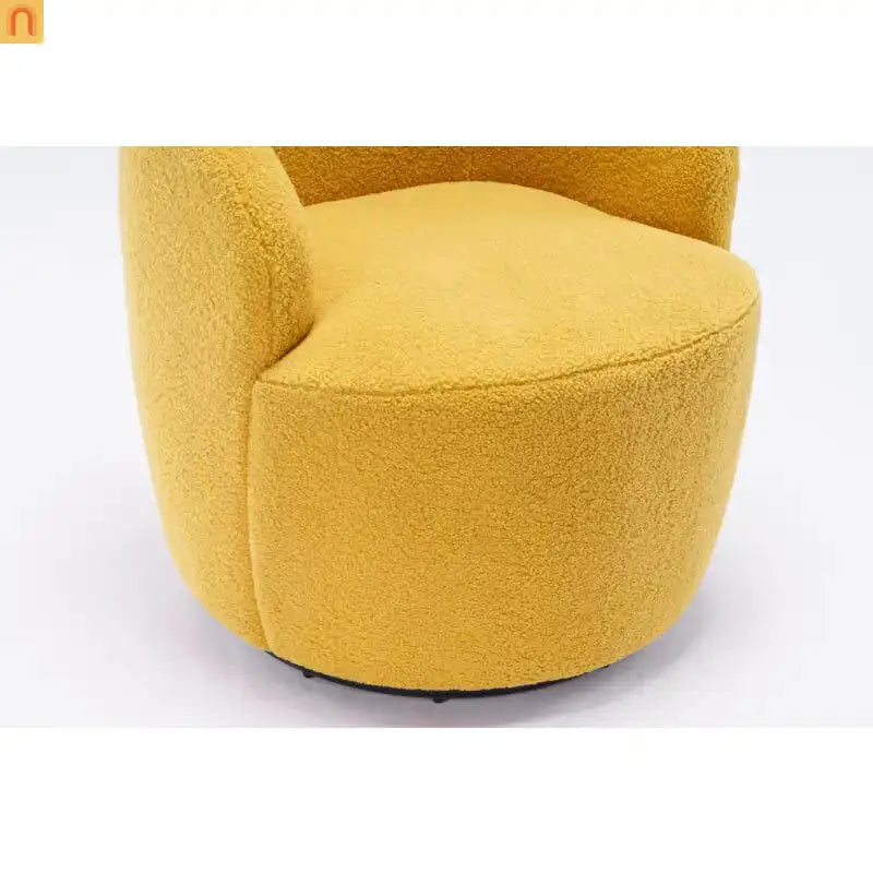 Barrel Swivel Accent Chair Teddy Fabric Yellow