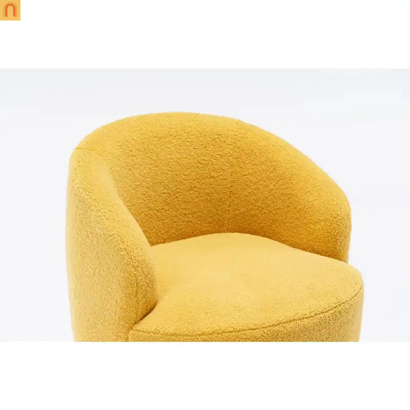 Barrel Swivel Accent Chair Teddy Fabric Yellow