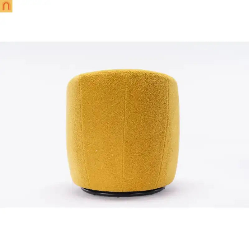 Barrel Swivel Accent Chair Teddy Fabric Yellow