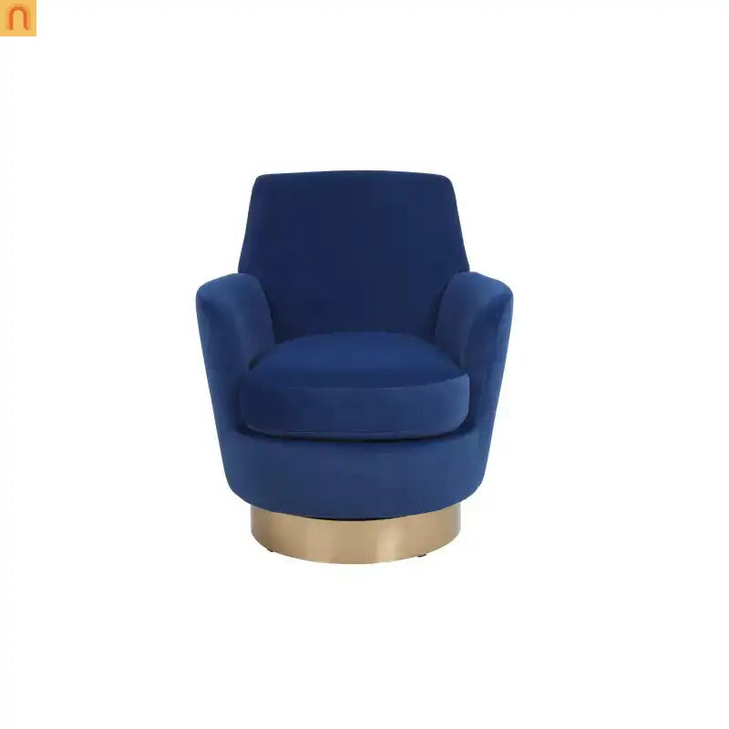 Accent Chair Barrel Swivel Velvet Navy 29in Pocket Spring 300 lb