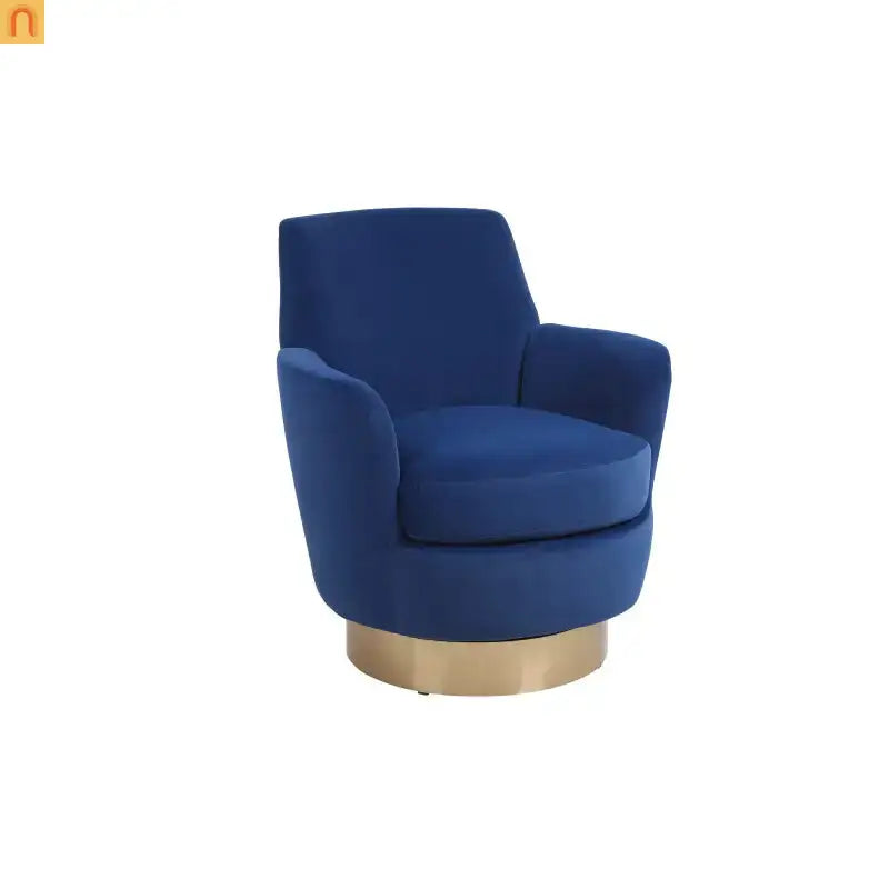 Accent Chair Barrel Swivel Velvet Navy 29in Pocket Spring 300 lb