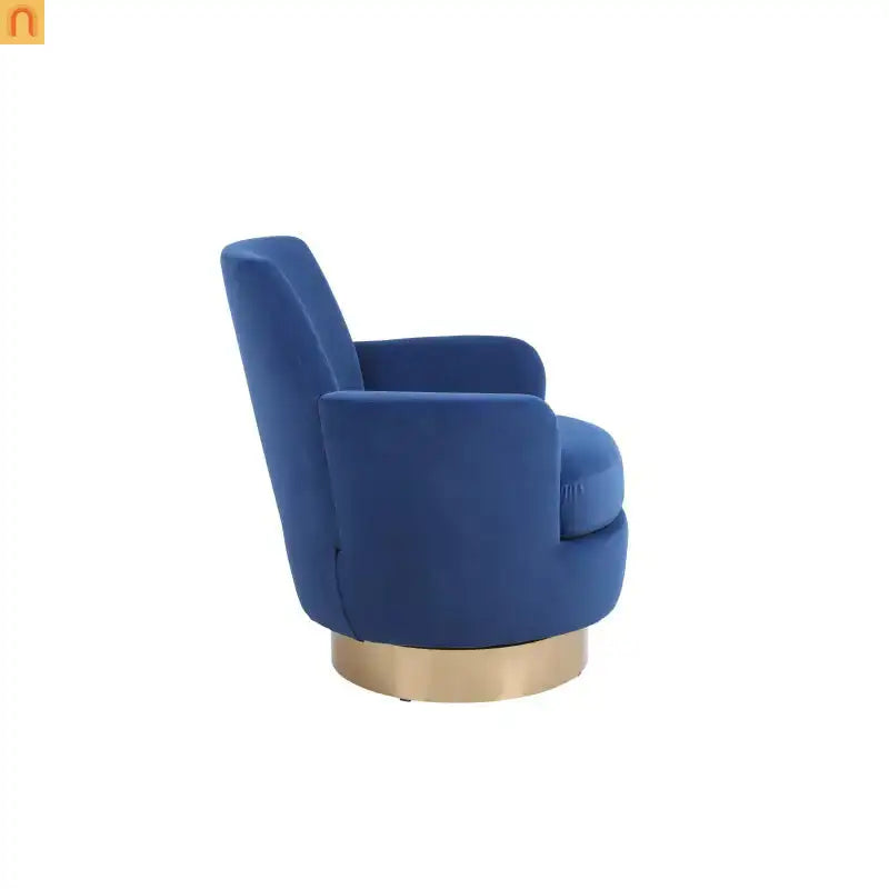 Accent Chair Barrel Swivel Velvet Navy 29in Pocket Spring 300 lb