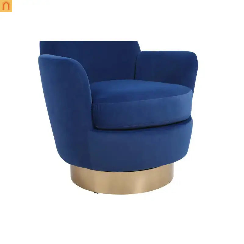 Accent Chair Barrel Swivel Velvet Navy 29in Pocket Spring 300 lb