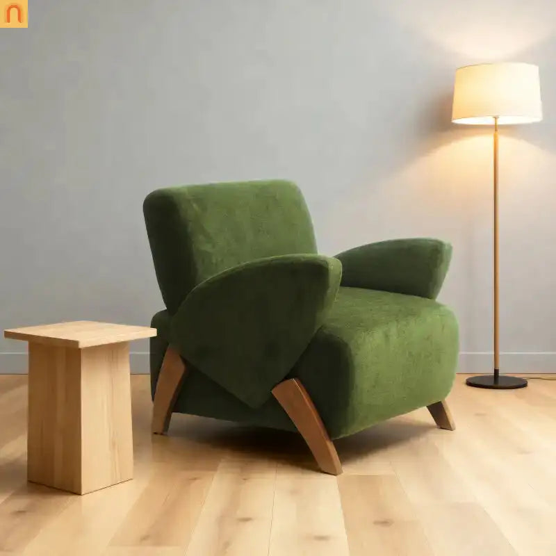 Accent Chair Plush Velvet Dark Green 28in Wide High-Resilience Foam