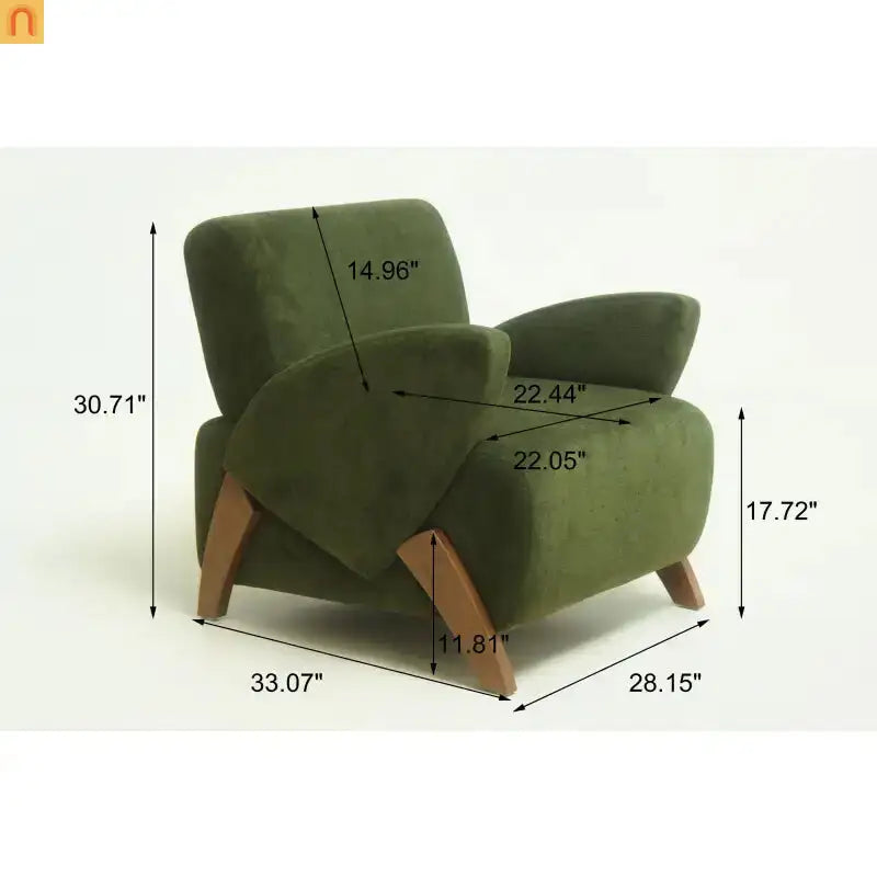 Accent Chair Plush Velvet Dark Green 28in Wide High-Resilience Foam