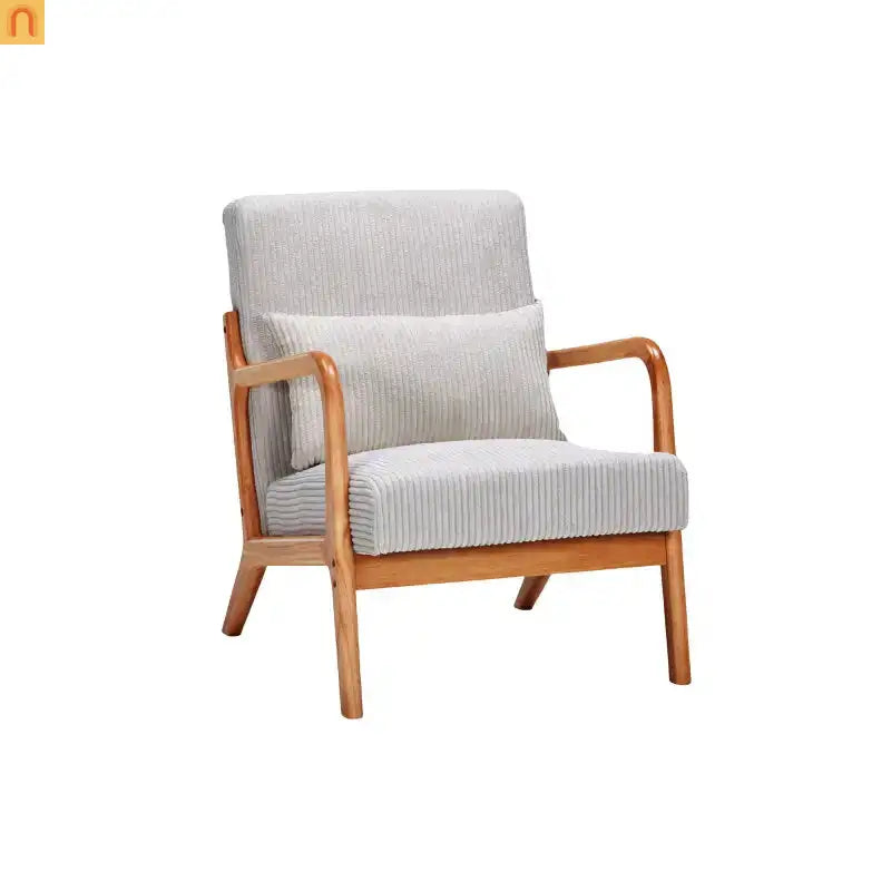 Accent Chair Mid Century Modern Polyester Beige Rubberwood 28.74in