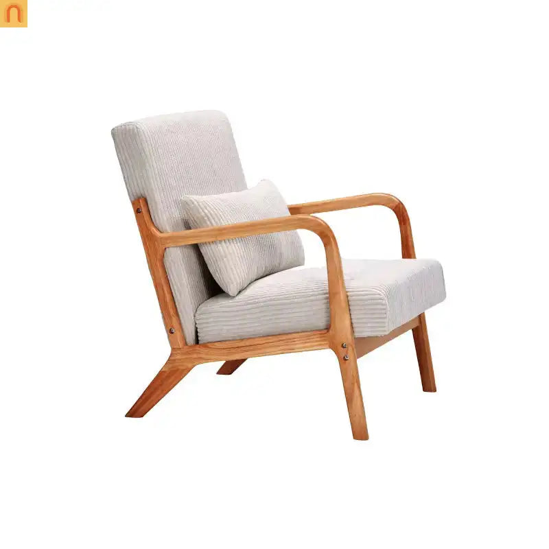Accent Chair Mid Century Modern Polyester Beige Rubberwood 28.74in