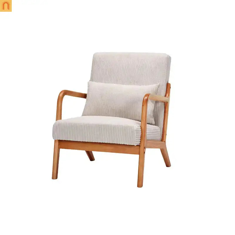 Accent Chair Mid Century Modern Polyester Beige Rubberwood 28.74in