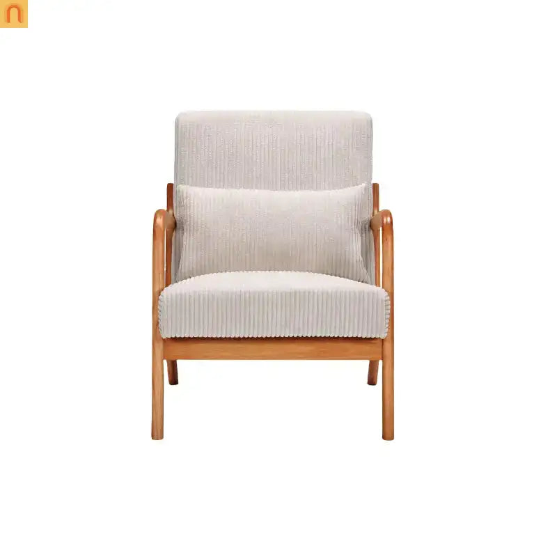 Accent Chair Mid Century Modern Polyester Beige Rubberwood 28.74in