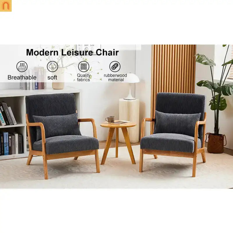 Accent Chair Mid Century Modern Polyester Beige Rubberwood 28.74in