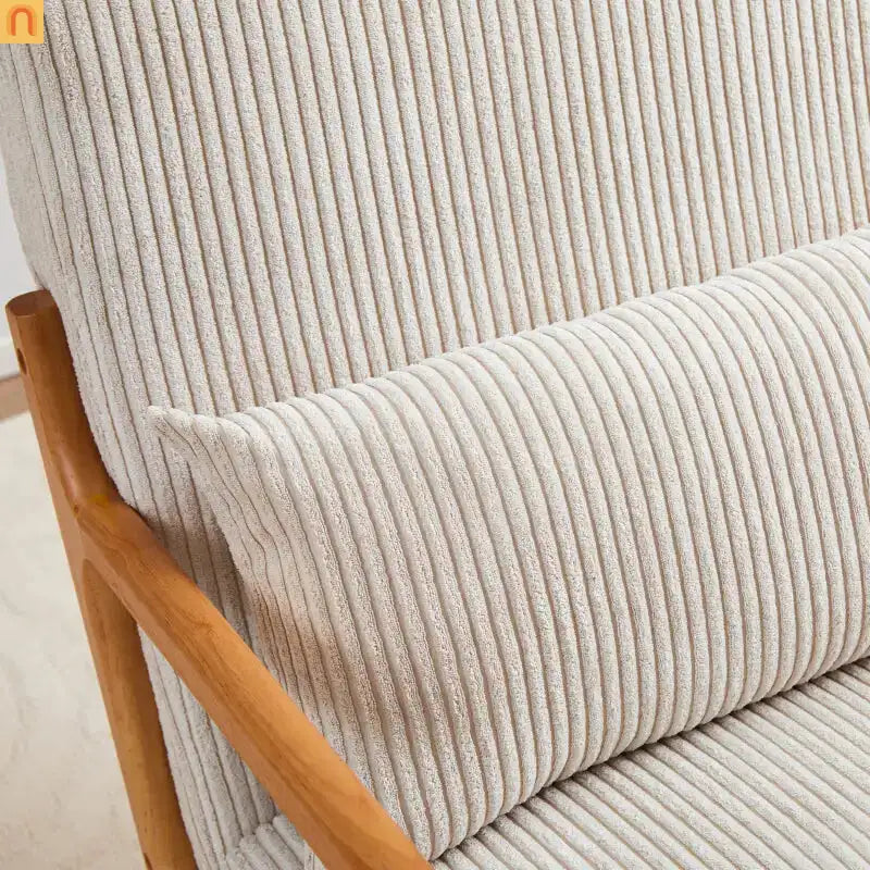 Accent Chair Mid Century Modern Polyester Beige Rubberwood 28.74in