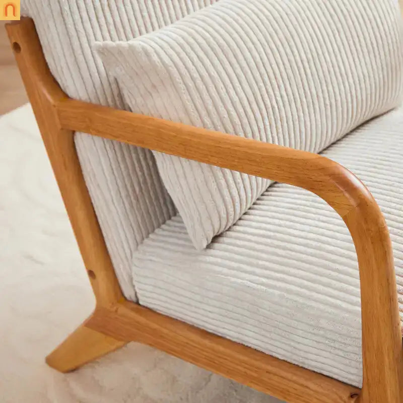 Accent Chair Mid Century Modern Polyester Beige Rubberwood 28.74in