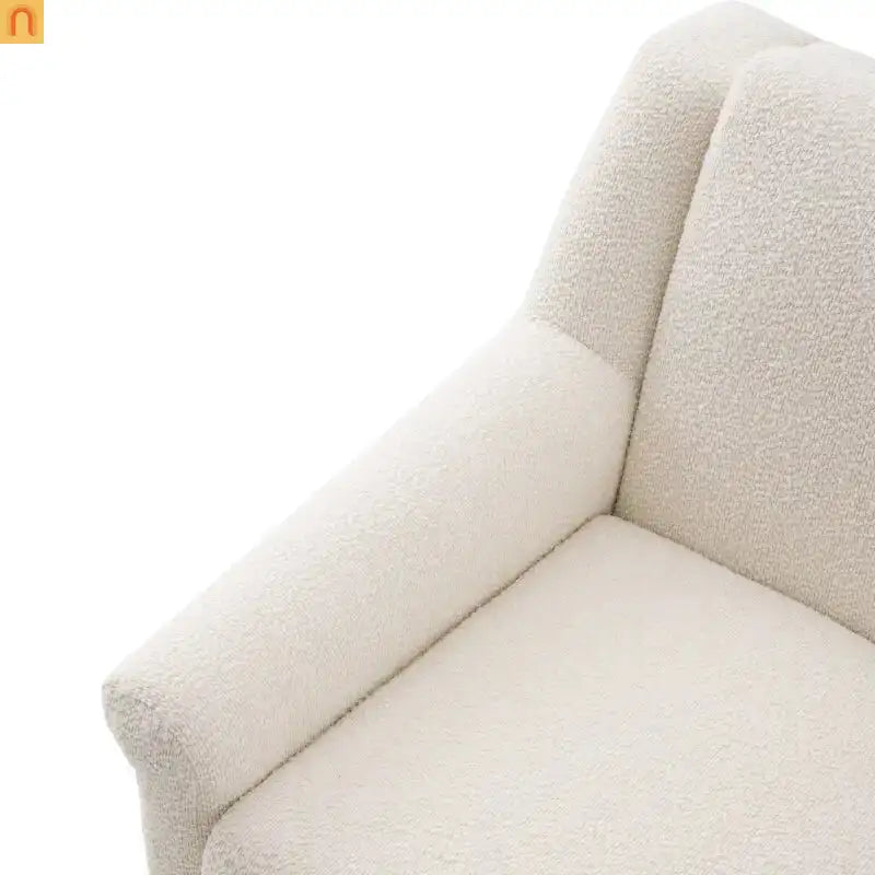 Accent Chair Mid Century Modern Boucle Beige Flared Arms 31in