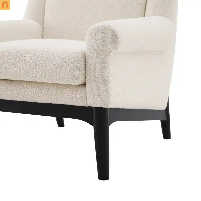 Accent Chair Mid Century Modern Boucle Beige Flared Arms 31in