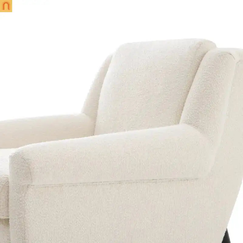 Accent Chair Mid Century Modern Boucle Beige Flared Arms 31in