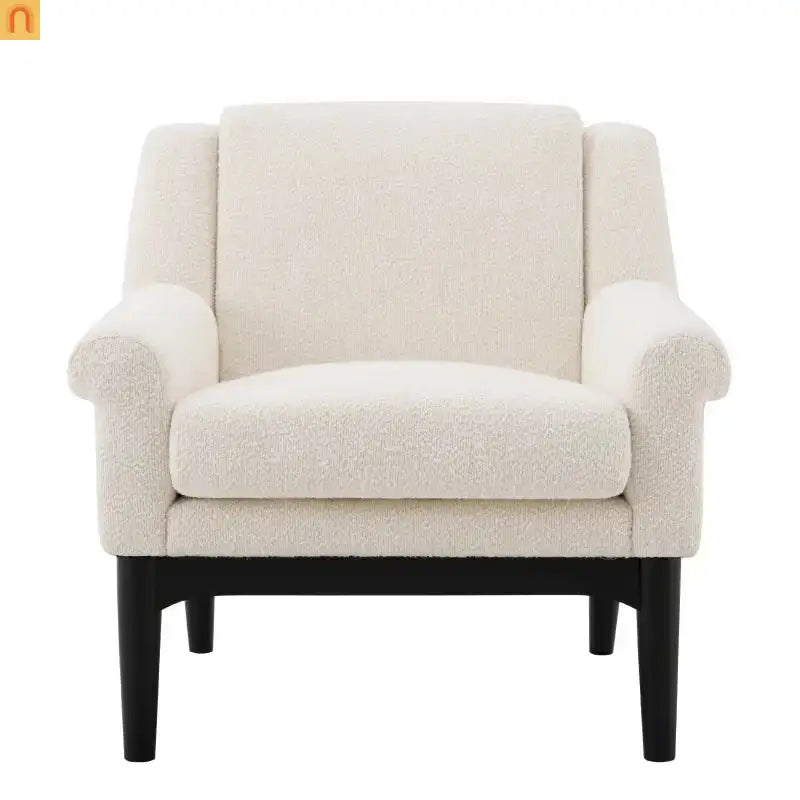 Accent Chair Mid Century Modern Boucle Beige Flared Arms 31in