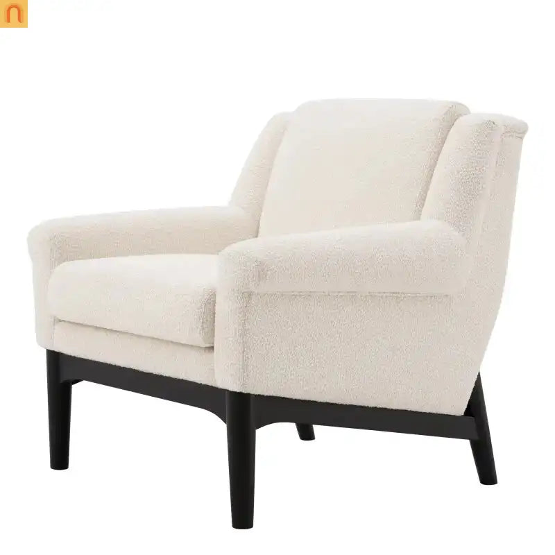 Accent Chair Mid Century Modern Boucle Beige Flared Arms 31in