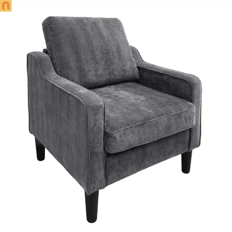 Accent Chair Mid-Century Linen Gray Pocket Spring 380 lb 30in