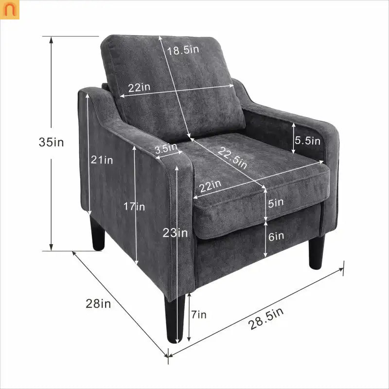 Accent Chair Mid-Century Linen Gray Pocket Spring 380 lb 30in