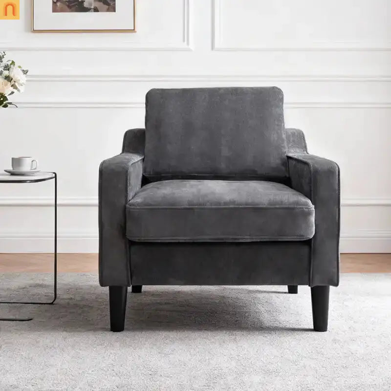 Accent Chair Mid-Century Linen Gray Pocket Spring 380 lb 30in